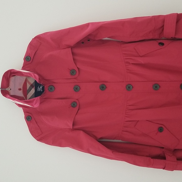 Burberry Polyester Orange Red Lightweight Mid Length Gathered Skirt Trench Coat - Picture 4 of 12